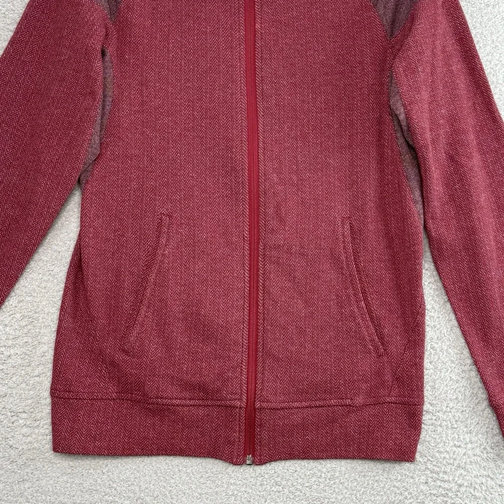 Adidas Men's Full‎ Zip Fleece Track Jacket Maroon Red 3 Stripe Orange Logo Small